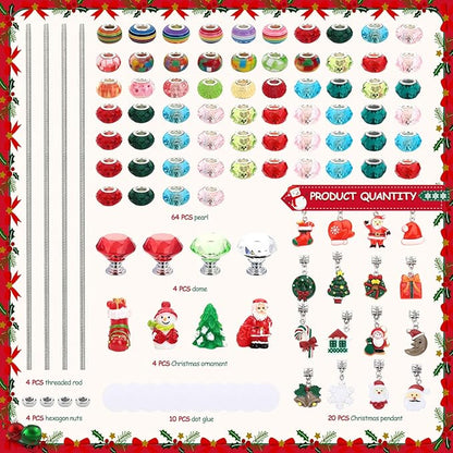 Beaded Garden Stake, DIY Fairy Wand Beaded Decorative Garden Stake Kit with 12IN Threaded Rod Crystal Stopper Top Large Holes Beads Christmas Decoration Pendants Outdoor Fairy Garden kit (110 Pieces)