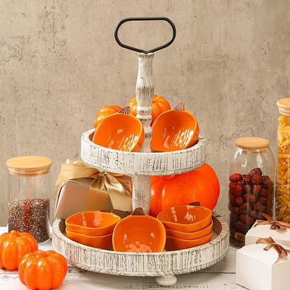 Fall Pumpkin Ceramic Ramekins, 6 oz, Set of 8 – Oven-Safe Mini Crème Brûlée & Baking Dishes for Dips, Sauces, Condiments & Snacks