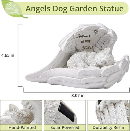 Angel Cat Memorial Garden Statue with Solar Light - Resin Pet Remembrance Decor