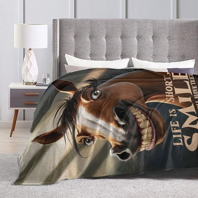 Funny Horse Kids Throw Blanket – 50"x40" | Soft Fleece Novelty Blanket | Fun Gift for Horse Lovers, Boys & Girls