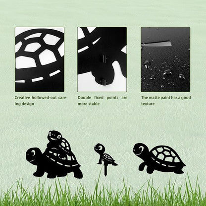 3-Pack Turtle Metal Garden Stakes - Weather-Resistant Yard and Patio Decor