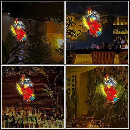 Pirate Parrot Neon LED Wall Sign – Red Parrot Light | Pirate Party Decoration & Wall Decor | Unique Gift for Friends