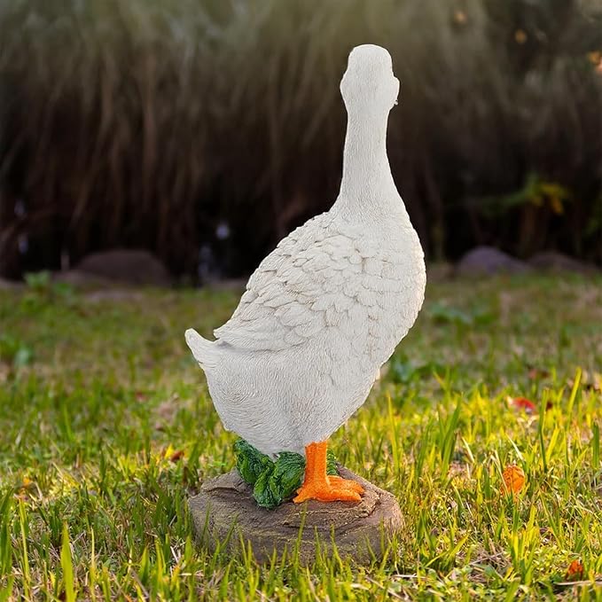 Hand-Painted Goose Garden Statue - 11-Inch Resin Outdoor and Indoor Decor