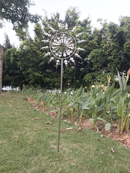 3D Kinetic Metal Wind Spinner – Single Silver Garden Wind Sculpture | Dual Motion Ball Bearing | 12" Yard & Patio Decor