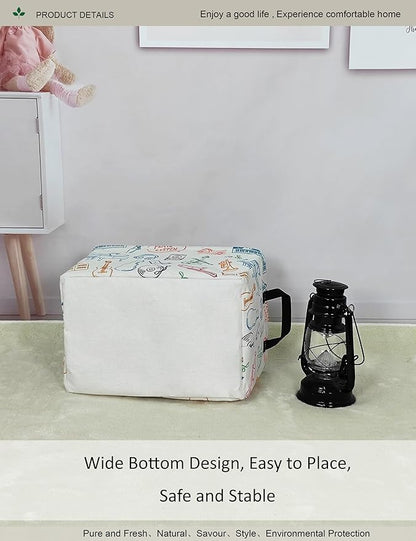 Musical Instruments Canvas Storage Hamper Basket - Foldable Waterproof Music Lover Bin for Kids Room, Music Room, and Gift Hampers