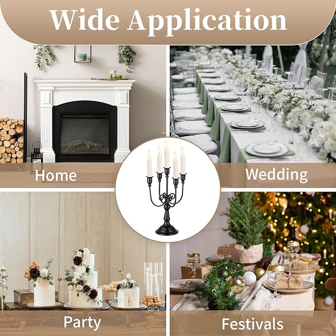 Black metal taper candelabra for home, wedding, parties, and festivals