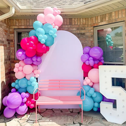 Mermaid Princess Party Balloons – 60 Pcs Hot Pink Teal Purple Confetti | 12 Inch Latex | Air or Helium | Birthday Baby Shower Party Decor