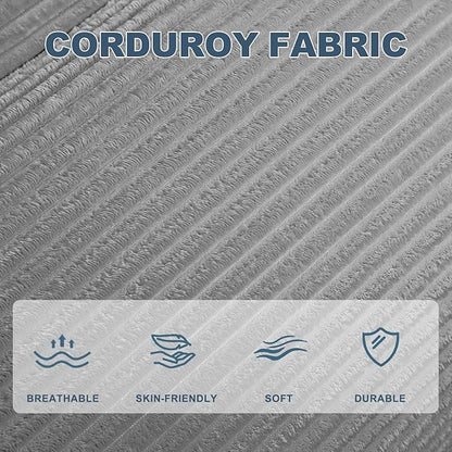 Silver Gray Corduroy Ergonomic Floor Lounge Chair - Structured Memory Foam Seat with Lumbar Support for Scandi Interiors, Nursery, and Reading Nook