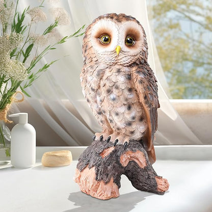 Hand-Painted Owl Garden Statue - UV-Protected Resin Outdoor Decor for Porch, Patio, Lawn, Yard, Balcony, and Windowsill