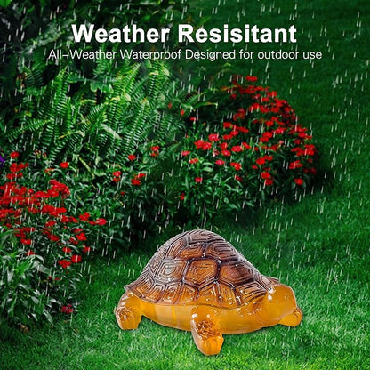 Solar Turtle Garden Statue with LED Lights - Waterproof Resin Outdoor Decor