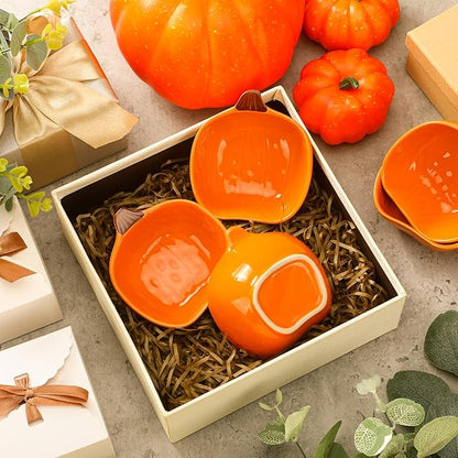 Fall Pumpkin Ceramic Ramekins, 6 oz, Set of 8 – Oven-Safe Mini Crème Brûlée & Baking Dishes for Dips, Sauces, Condiments & Snacks