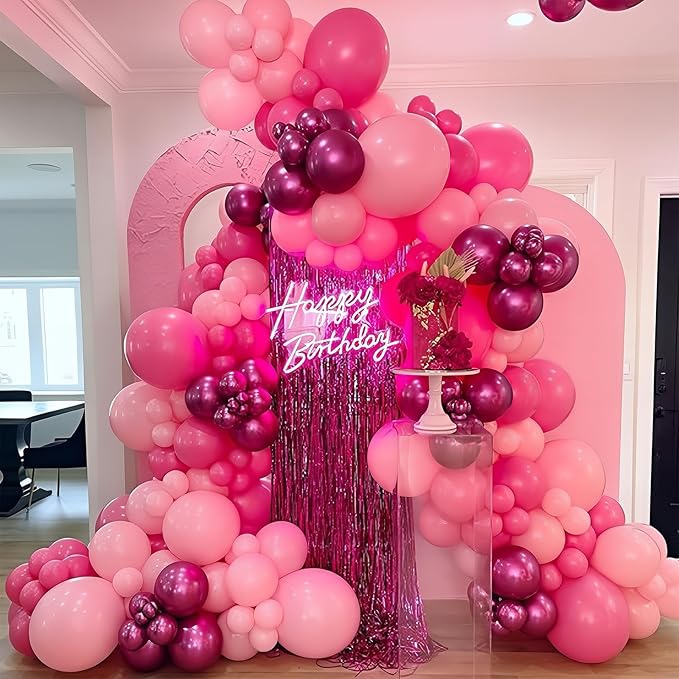 Mixed Pink Balloon Set – 35pcs 12" | 4 Pink Finishes Metallic Hot Matte Pastel | Latex Helium Balloons for Birthday Baby Shower Wedding Bachelorette