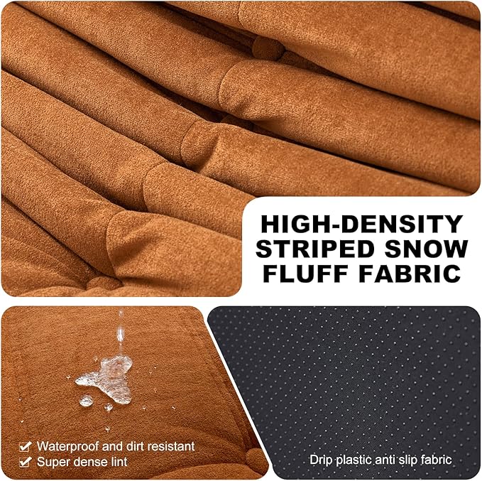 Amber Orange Ripple Loveseat Floor Sofa - Togo-Style Foam Lounge Sofa for Bold Living Rooms, Boho Interiors, and Family Moments Worth Remembering