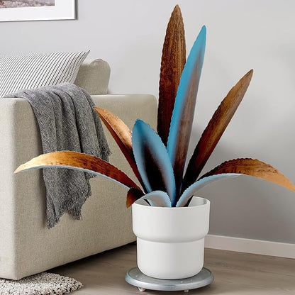 Metal Agave Plant Sculpture - 9-Leaf Rustic Garden and Patio Decor
