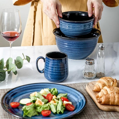 Navy Blue Porcelain Cappuccino Mugs – Set of 4 | 8oz Ceramic Espresso Cups with Handle | Dishwasher & Microwave Safe | Coffee Gift Set