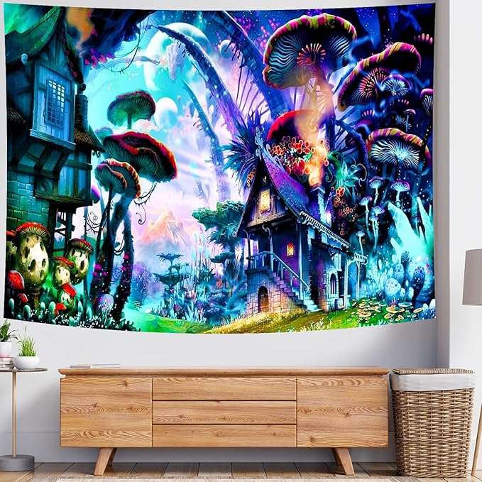 Enchanted Forest Tapestry – Mystical Magical Tree Wall Hanging | Fantasy Nature Landscape | 3 Sizes | Bedroom & Living Room Decor