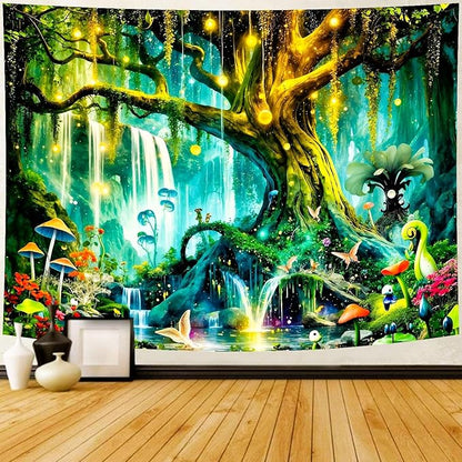 Magical Forest Tree of Life Tapestry – 51.2"x59.1" Small | 3D HD Print Enchanted Fairy Tale Nature | Mystical Wall Hanging Headboard for Bedroom & Dorm