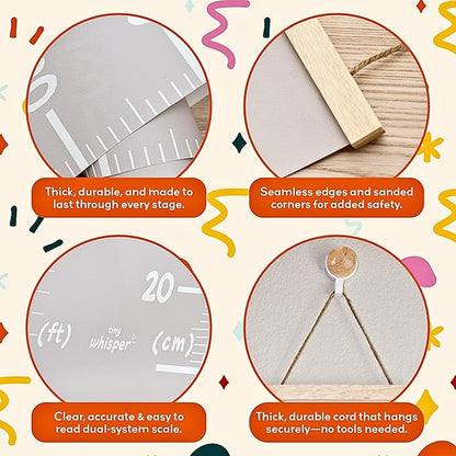 Height chart materials: thick durable canvas, smooth corners, cord-and-wood hanging hook