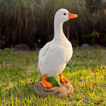 Hand-Painted Goose Garden Statue - 11-Inch Resin Outdoor and Indoor Decor