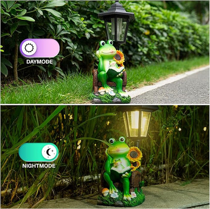 Solar Rabbit Garden Statue with Lantern - 12.5-Inch Waterproof Resin Decor