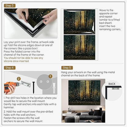 Magical Firefly Forest at Twilight Framed Wall Art – 46"x60" Enchanted Nature Scene | Large Format Warm Glow Statement Decor for Living Room & Bedroom