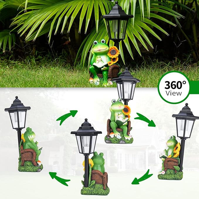 Solar Rabbit Garden Statue with Lantern - 12.5-Inch Waterproof Resin Decor