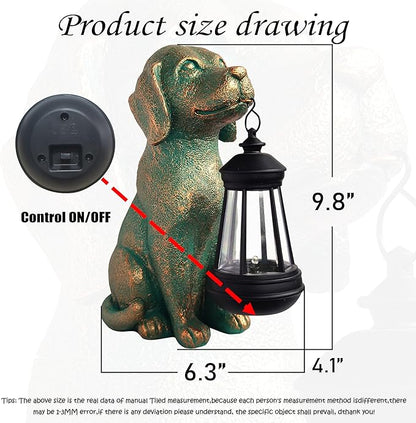 Solar Dog Garden Statue Holding Lantern - Hand-Painted UV-Resistant Resin Outdoor Decor Gift