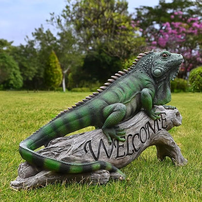 Large Iguana Garden Statue - Hand-Painted Resin Lizard Outdoor Sculpture and Collectible Decor