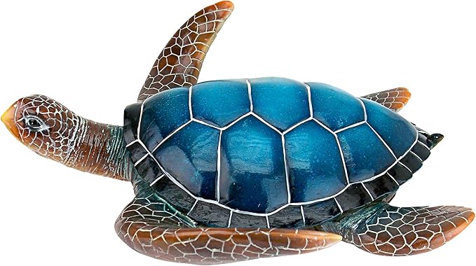 Large Sea Turtle Garden Statue - Hand-Cast Stone and Resin Ocean Decor