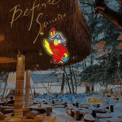 Pirate Parrot Neon LED Wall Sign – Red Parrot Light | Pirate Party Decoration & Wall Decor | Unique Gift for Friends