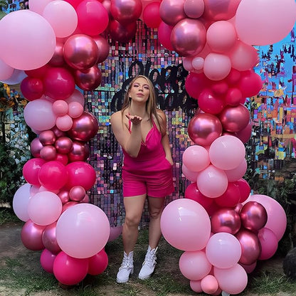Mixed Pink Balloon Set – 35pcs 12" | 4 Pink Finishes Metallic Hot Matte Pastel | Latex Helium Balloons for Birthday Baby Shower Wedding Bachelorette