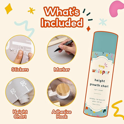Height chart set with stickers, marker, and adhesive hook included