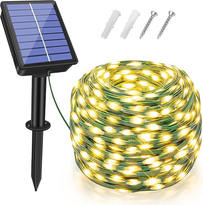 Solar String Lights – 240 LED 79ft Warm White | IP67 Waterproof | Auto Dusk-to-Dawn | 8 Modes Memory | Garden Party Wedding Outdoor Decor