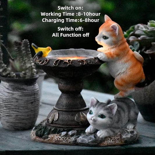Multicolor Cat Solar Garden Statue with LED Lights - Resin Outdoor Figurine for Garden, Lawn, Patio, Porch, Yard, and Pond Decor