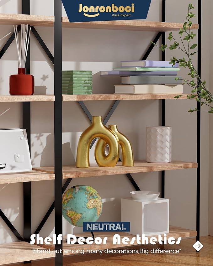 Matte gold ceramic hug vase with looped center opening