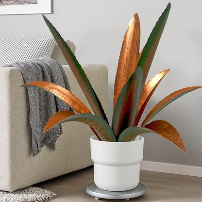 Metal Agave Garden Sculpture - 9-Leaf Rustic Botanical Outdoor Decor