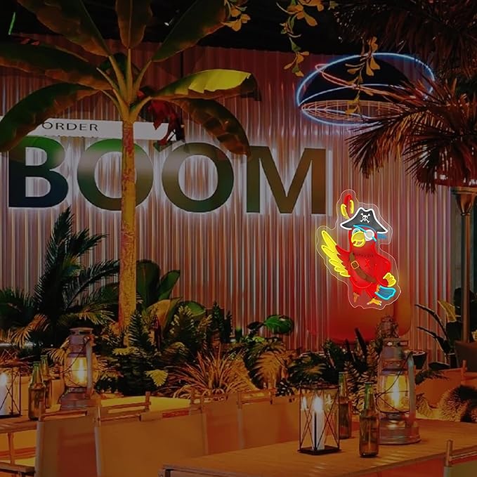 Pirate Parrot Neon LED Wall Sign – Red Parrot Light | Pirate Party Decoration & Wall Decor | Unique Gift for Friends