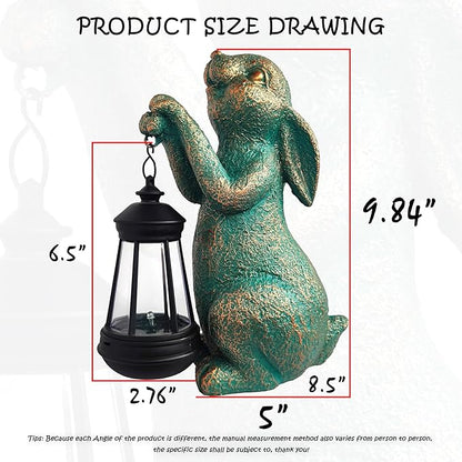 Solar Rabbit Garden Statue Holding Lantern - Resin Outdoor Decor with Warm Welcoming Glow