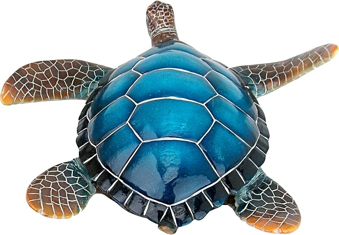 Large Sea Turtle Garden Statue - Hand-Cast Stone and Resin Ocean Decor