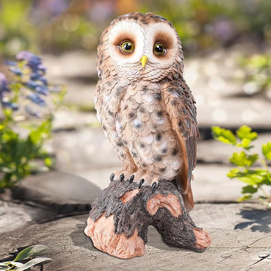 Hand-Painted Owl Garden Statue - UV-Protected Resin Outdoor Decor for Porch, Patio, Lawn, Yard, Balcony, and Windowsill