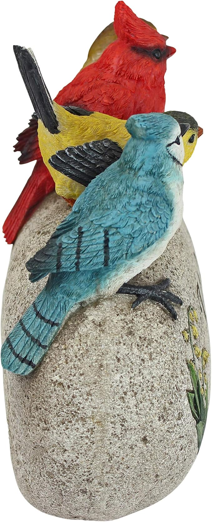 Birdy Welcome Garden Stone Statue with 4 Birds - Indoor and Outdoor Entryway Decor