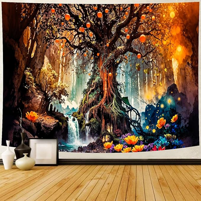 Magical Forest Tree of Life Tapestry – 70.8"x92.5" Extra Large | 3D HD Print Enchanted Fairy Tale Nature | Mystical Feature Wall Hanging Headboard for Bedroom & Living Room