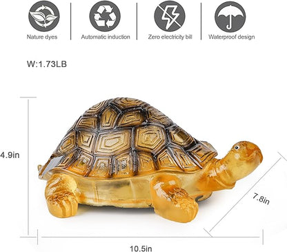 Solar Turtle Garden Statue with LED Lights - Waterproof Resin Outdoor Decor