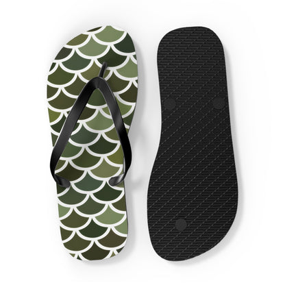 One green scale flip flop and one black outsole flip flop set