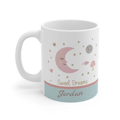 Sweet Dreams Moon & Stars Mug - Personalized Celestial Gift - Dream Dragons