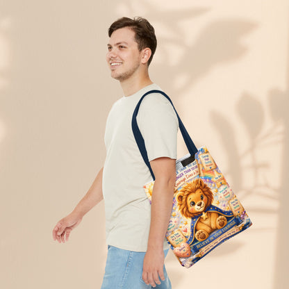 Believe in Your Courage Lion Tote Bag - Cute Leo Lion Kids Encouragement Gift for School, Hospital Visits, and Everyday Adventures