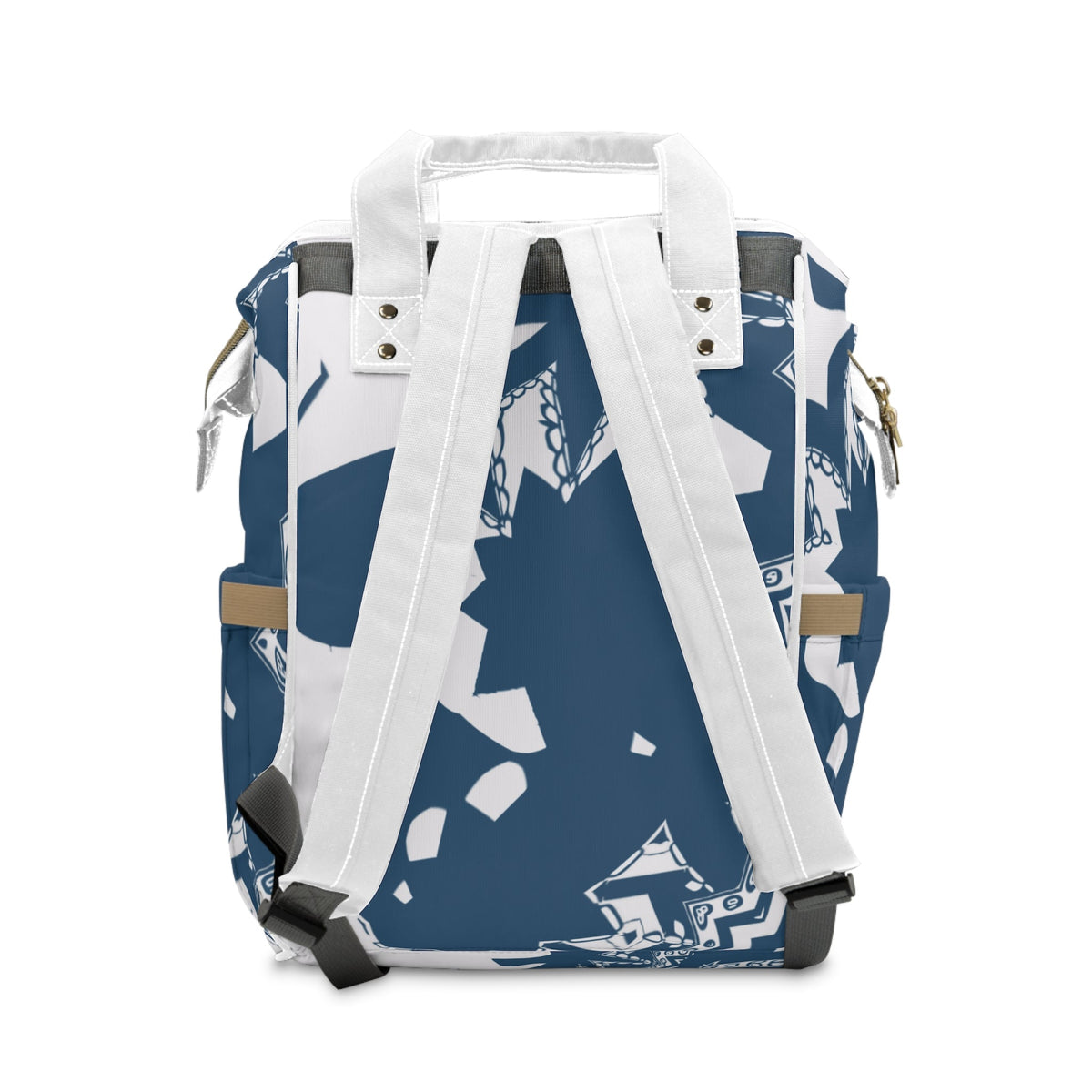 Navy & White Graphic Starburst Diaper Backpack – Converts to Changing Station | Large Capacity Nappy Bag | Modern Unisex Design | Baby Shower Gift