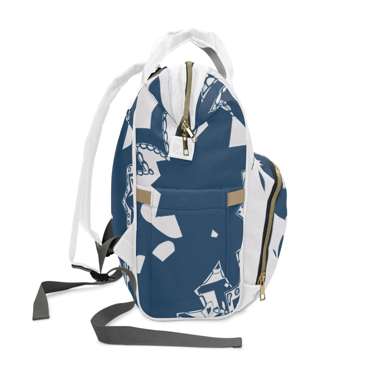 Navy & White Graphic Starburst Diaper Backpack – Converts to Changing Station | Large Capacity Nappy Bag | Modern Unisex Design | Baby Shower Gift