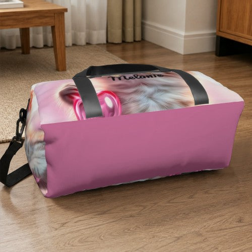 Personalized Orange Kitten Duffel Bag with Custom Name – Cute Cat Travel, Gym & Weekend Bag