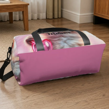 Personalized Orange Kitten Duffel Bag with Custom Name – Cute Cat Travel, Gym & Weekend Bag